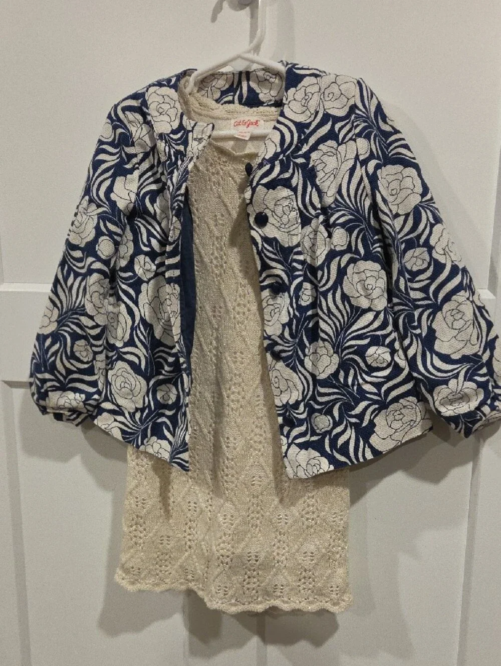 Janie & Jack/ Cat & Jack Navy and Cream Floral Girls Jacket